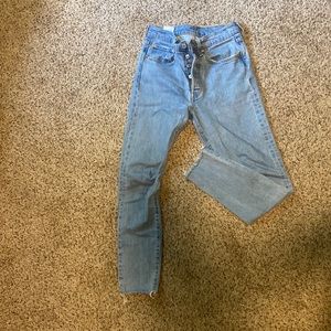 Classic 501 High-Rise Light Blue Button Front Jeans, Women's